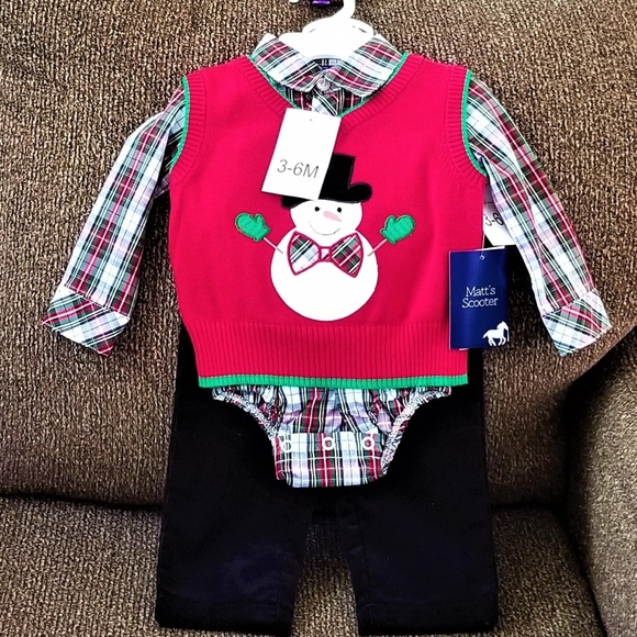 Matt's Scooter Other - Matt's Scooter Holiday 3Pc Outfit Boys 3-6M NWT